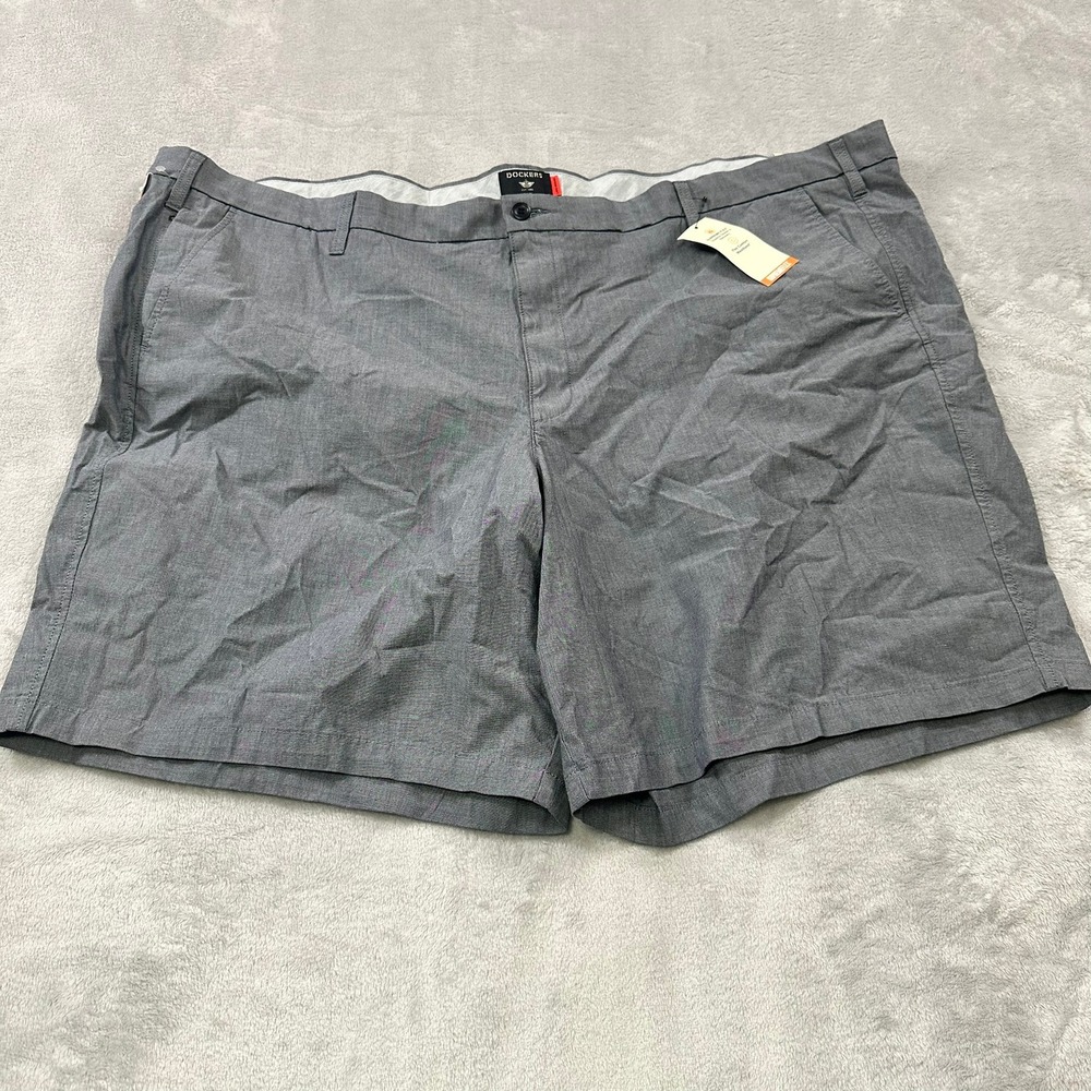 Dockers Ultimate Short Mens 56 Gray Supreme Flex Big & Tall Security Pocket NXBD